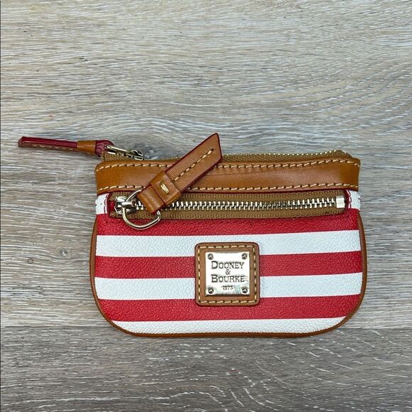 Dooney & Bourke Red and White Striped coin purse - Picture 1 of 10